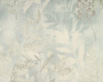 Japanese Cotton Print - Quilting Fabric - 1/2 yard of Beige and Pale Blue Large Leaves