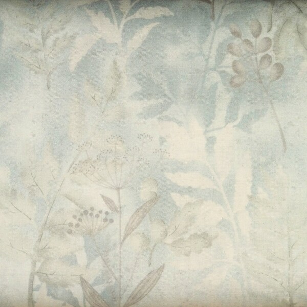 Japanese Cotton Print - Quilting Fabric - 1/2 yard of Beige and Pale Blue Large Leaves