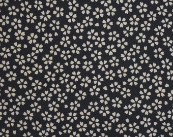 Japanese Cotton  Print - Quilting Fabric - 1/2 yard of dark blue Cherry Blossom