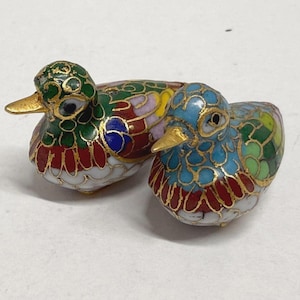 Pair of Cloisonné Enamel Mandarin Duck Figurines – Traditional Chinese Art
