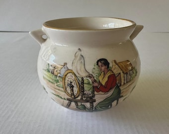 Arklow® Ireland Tiny Pottery Vase 2.5&quot; Rustic Scene Irish Village Design