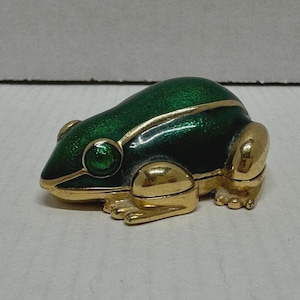 Enamel and Gold-Tone Frog Trinket Box