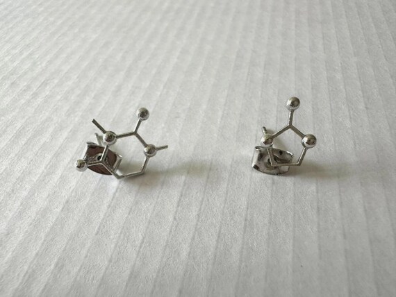 Geometric Molecular Structure Stud Earrings in Silver Tone Minimalist