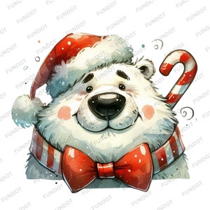 20 Quirky Funny Cozy Christmas Winter Polar Bear PNG ClipArt - Watercolor Xmas Cute Animal Sublimation Card Making Design - Digital Download