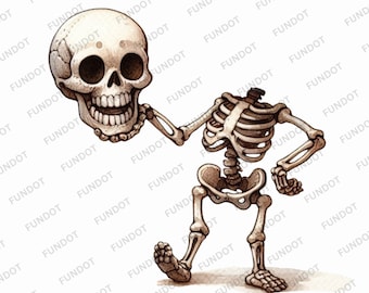 Quirky & Funny Halloween Skeleton ClipArt PNG - Cute Printable Skeleton Shirt Sublimation Card Making Design- Digital Image - Commercial Use