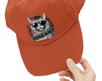 Kool Kat Distressed Cap: Vintage Style Cotton Twill Hat