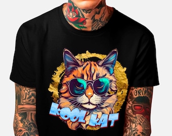 Kool Kat Tee: Funky Unisex Heavy Cotton Graphic Tee - Cat Lover Gift For Cool Cats