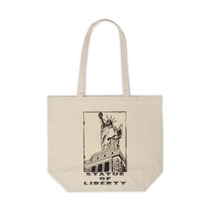 Drawing of the Statue Of Liberty on a Canvas Tote, artistic tote bag, practical cotton canvas tote