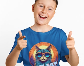 COOL CATS サッカーシャツ M 22番 Kool Kat Kids Tee: Fun Cat Graphic T-shirt - Summer Outfit for