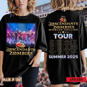 Comfort Colors Retro Descendants Zombies World Tour Matching Shirt, Disney The Rise Of Red Group Shirt, Descendants Concert 2-sides Tee