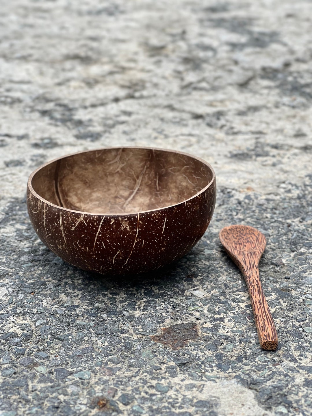 Handcrafted Bowl and Spoon Set, Coconut Shell Bowl and Spoon Set ...