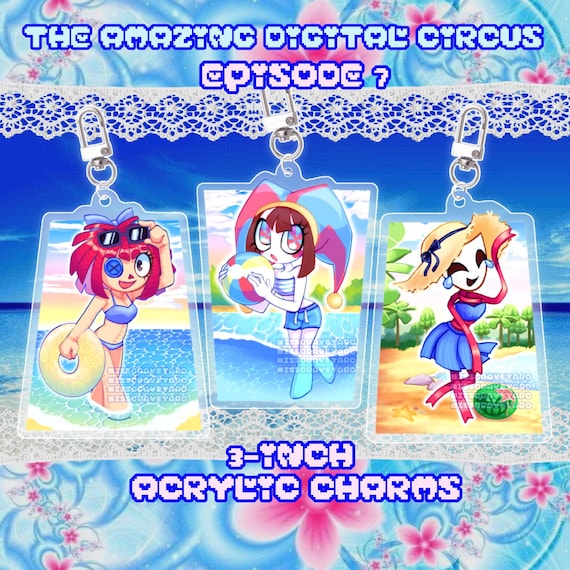 Digital Circus Acrylic Keychain: Beach Episode, Pomni, Ragatha, Gangle