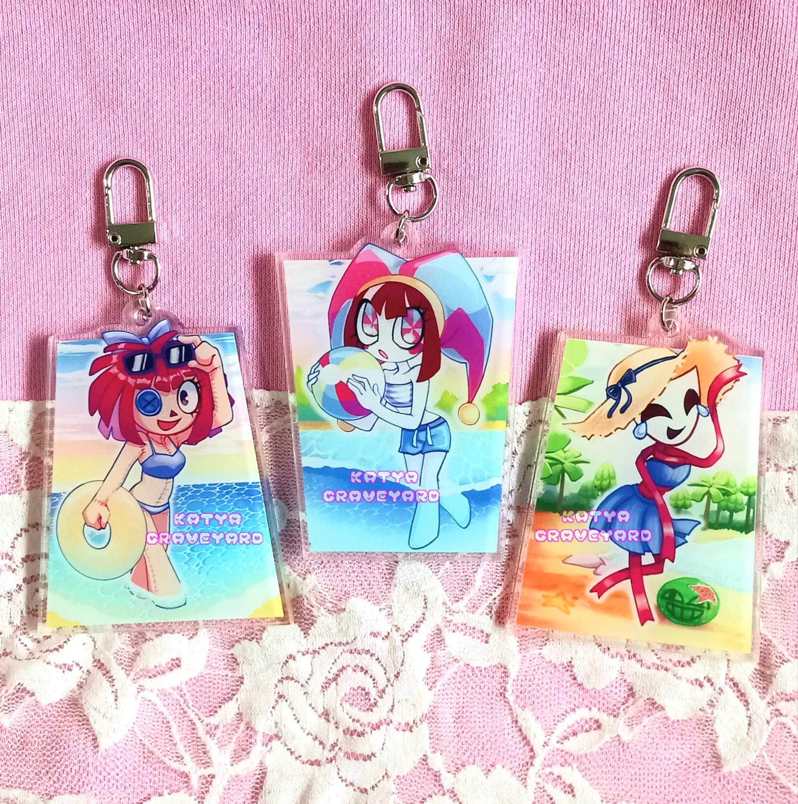 Digital Circus Acrylic Keychain: Beach Episode, Pomni, Ragatha, Gangle ...