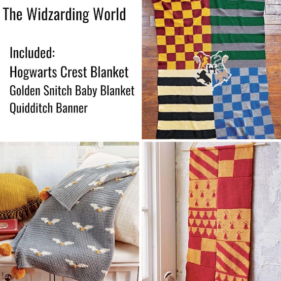 Harry Potter Baby Blanket Knitting Pattern Hogwarts Blanket Banner