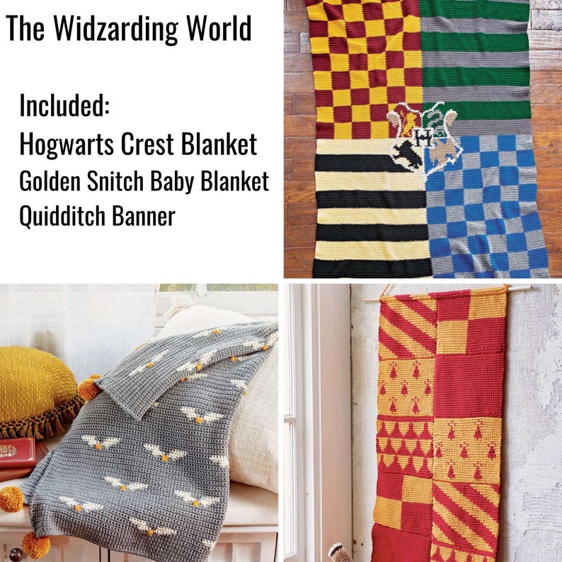 Hogwarts Blanket Banner Crochet Bundle Easy for Beginners Instant ...