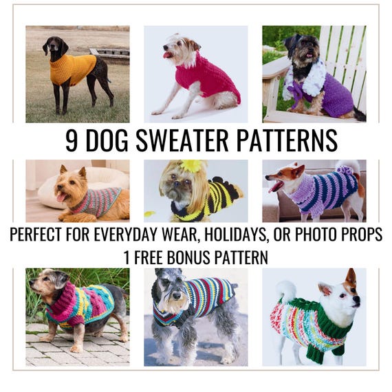 Crochet Dog Sweater Pattern Bundle – Small, Medium & Large Dog Sizes | Digital Pet Clothing Patterns PDF