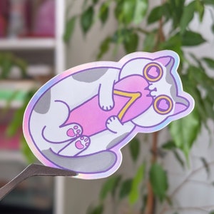 zoomies and flip flop lover - cute cat holographic sticker