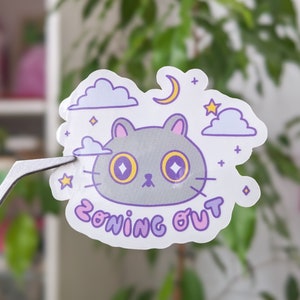 zoning out - cute cat transparent sticker