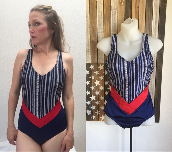red white striped swimsuit
