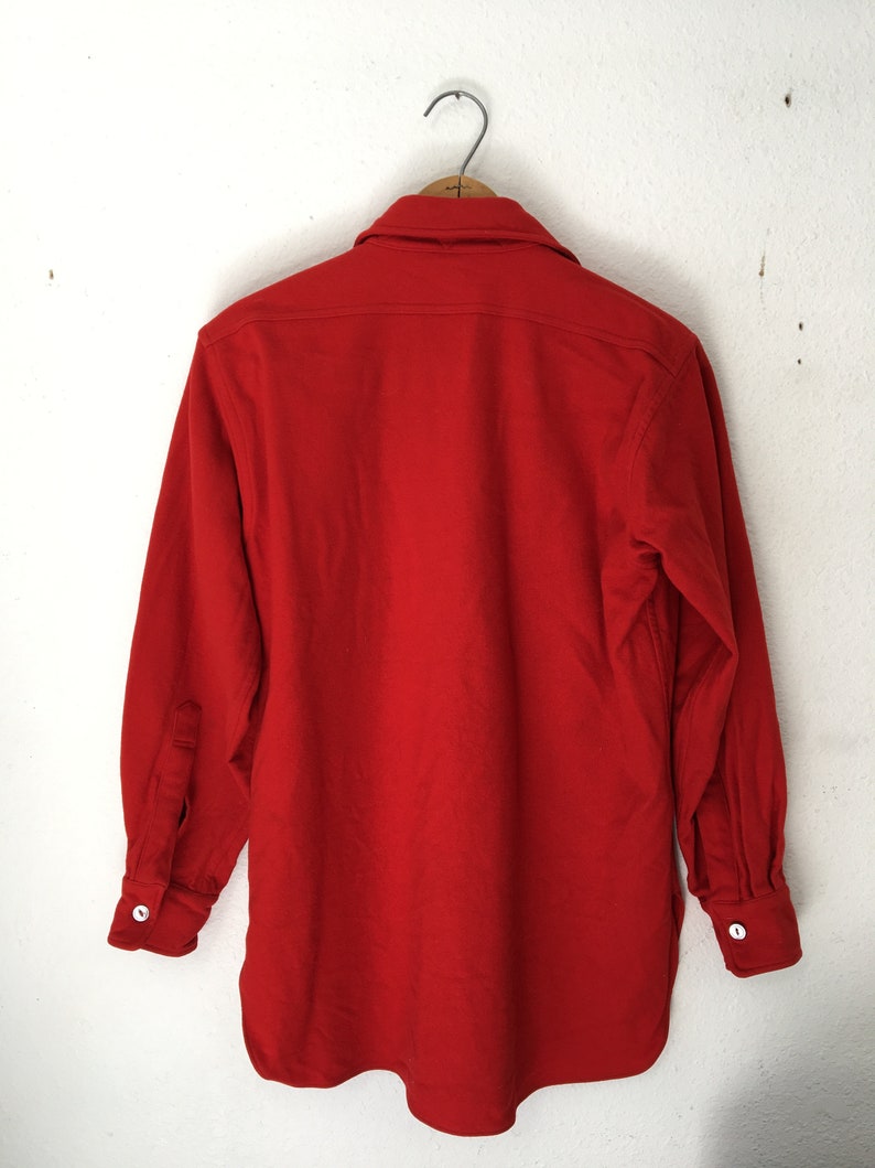 1940s Red Wool Shirt Men Small Medium Christmas Party Holiday