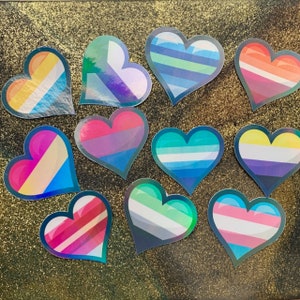 Pride LGBTQIA+ 2&quot;x1.8&quot; Holographic Heart Sticker