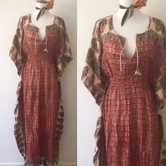 1970s Kaftan | Vintage Rare Paisley Lurex Metallic