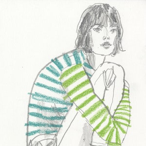 Bright Stripes Original Sketch - 7&quot; x 10&quot;