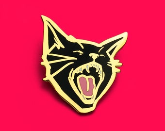 Black Pussy Cat Enamel Pin