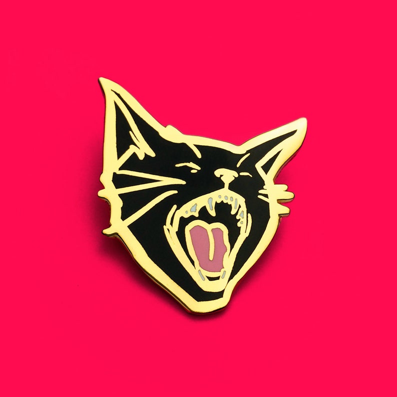 Black Pussy Cat Enamel Pin image 1