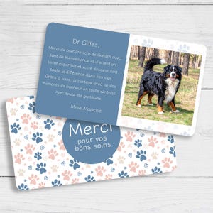 Carte de remerciement personnalisée pour vétérinaire – Avec photo & message