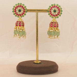 Traditionele Kundan Jhumka-oorbellen, Indiase oorbellenontwerpen, Kundan-sieraden, Indiase sieraden, Traditionele oorbellen