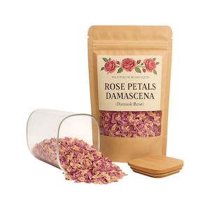 Bulgarische Rosenblüten Tee | Damast Rosenblätter Tee | Rosenknospen | Rosenknospen & Blütenblätter | Damaszener Rose| Pflanzlich | Locker | Kraut