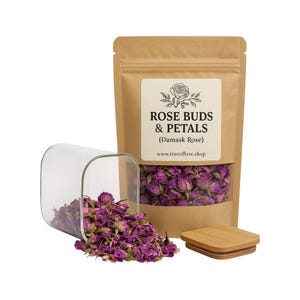 Dried Rose Buds & Petals | Bulgarian Whole Dried Rose Buds | Dried Herbs | Bulk Sizes Available Dried Herbs | 1 oz Rose Petals |Herb