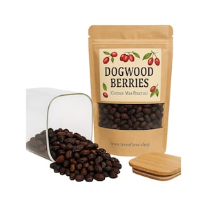 Bayas de Cornejo / Orgánicas y Silvestres / Cornus Mas Fructus / Cereza de Cornalina / A Base de Hierbas / Sueltas / Hierbas / Cosechadas Recién / Calidad Premium