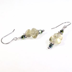 Lemon Citrine Dangle Earrings: Healing Untreated Yellow Quartz Gemstones & Green Crystals, Handmade Nickel-Free Hypoallergenic Silver Drops image 3