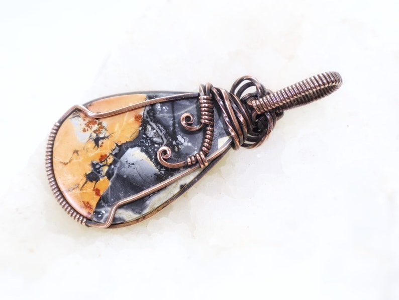 Rare Maligano Jasper Pendant: Brecciated Jasper Gemstone from Indonesia, Wire-Wrapped with Oxidized Copper, OOAK Artisan Jewelry image 10