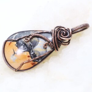 Rare Maligano Jasper Pendant: Brecciated Jasper Gemstone from Indonesia, Wire-Wrapped with Oxidized Copper, OOAK Artisan Jewelry image 2