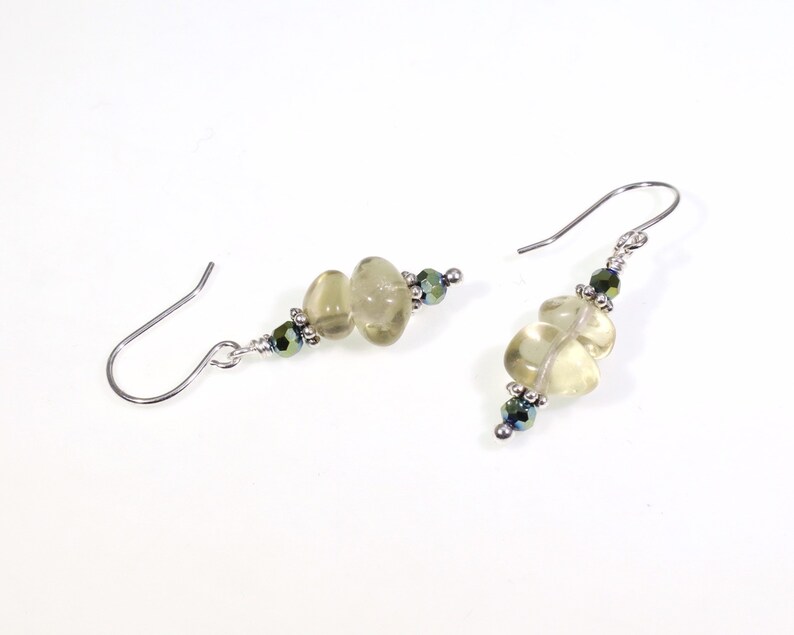 Lemon Citrine Dangle Earrings: Healing Untreated Yellow Quartz Gemstones & Green Crystals, Handmade Nickel-Free Hypoallergenic Silver Drops image 8