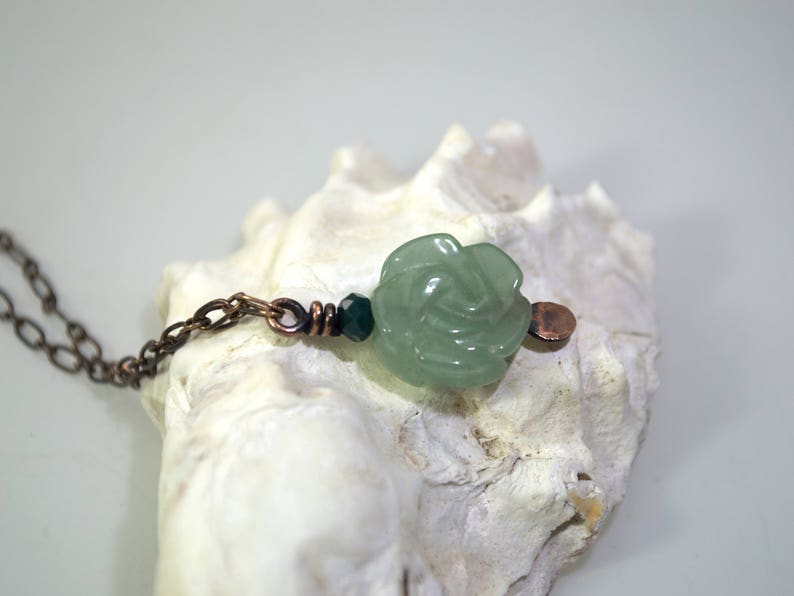 Aventurine Flower Necklace: Carved Natural Mint Green Healing | Etsy
