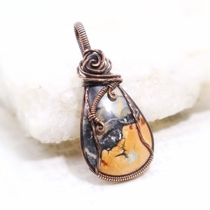 Rare Maligano Jasper Pendant: Brecciated Jasper Gemstone from Indonesia, Wire-Wrapped with Oxidized Copper, OOAK Artisan Jewelry image 8