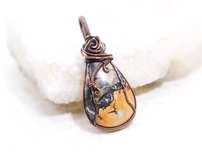 Rare Maligano Jasper Pendant: Brecciated Jasper Gemstone from Indonesia, Wire-Wrapped with Oxidized Copper, OOAK Artisan Jewelry image 8