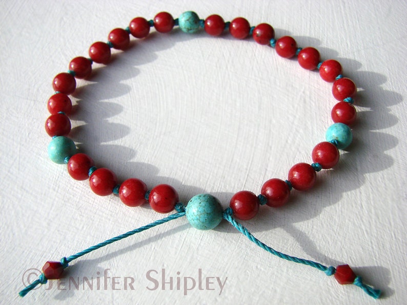 Red Jade Wrist Mala Bracelet Adjustable Knotted Tibetan Etsy