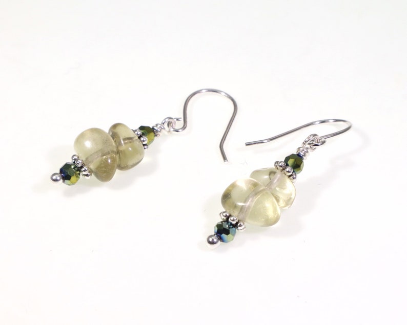 Lemon Citrine Dangle Earrings: Healing Untreated Yellow Quartz Gemstones & Green Crystals, Handmade Nickel-Free Hypoallergenic Silver Drops image 9