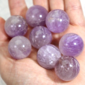 ONE Amethyst Sphere: Natural Purple Quartz Crystal Ball, Polished Genuine Healing Gemstone Orb for Reiki, Meditation, Wire-Wrapping 19.3 - 20.7 mL