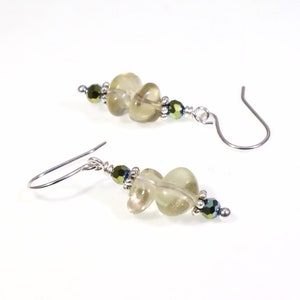 Lemon Citrine Dangle Earrings: Healing Untreated Yellow Quartz Gemstones & Green Crystals, Handmade Nickel-Free Hypoallergenic Silver Drops image 5