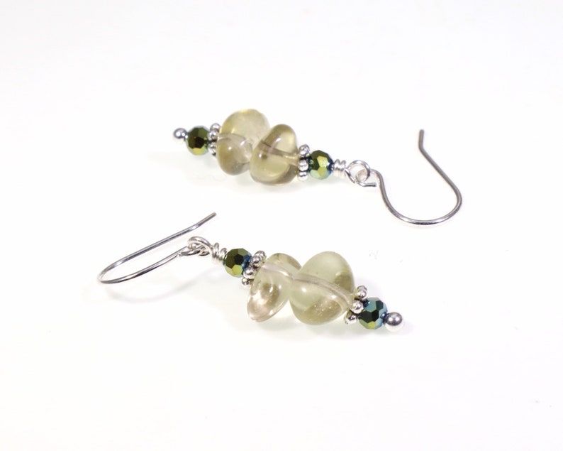 Lemon Citrine Dangle Earrings: Healing Untreated Yellow Quartz Gemstones & Green Crystals, Handmade Nickel-Free Hypoallergenic Silver Drops image 5