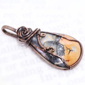 Rare Maligano Jasper Pendant: Brecciated Jasper Gemstone from Indonesia, Wire-Wrapped with Oxidized Copper, OOAK Artisan Jewelry image 3