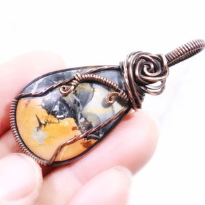 Rare Maligano Jasper Pendant: Brecciated Jasper Gemstone from Indonesia, Wire-Wrapped with Oxidized Copper, OOAK Artisan Jewelry image 5