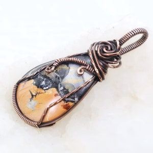 Rare Maligano Jasper Pendant: Brecciated Jasper Gemstone from Indonesia, Wire-Wrapped with Oxidized Copper, OOAK Artisan Jewelry image 6