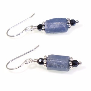 Blue Kyanite Crystal Dangle Earrings: Sterling Silver Healing Gemstones